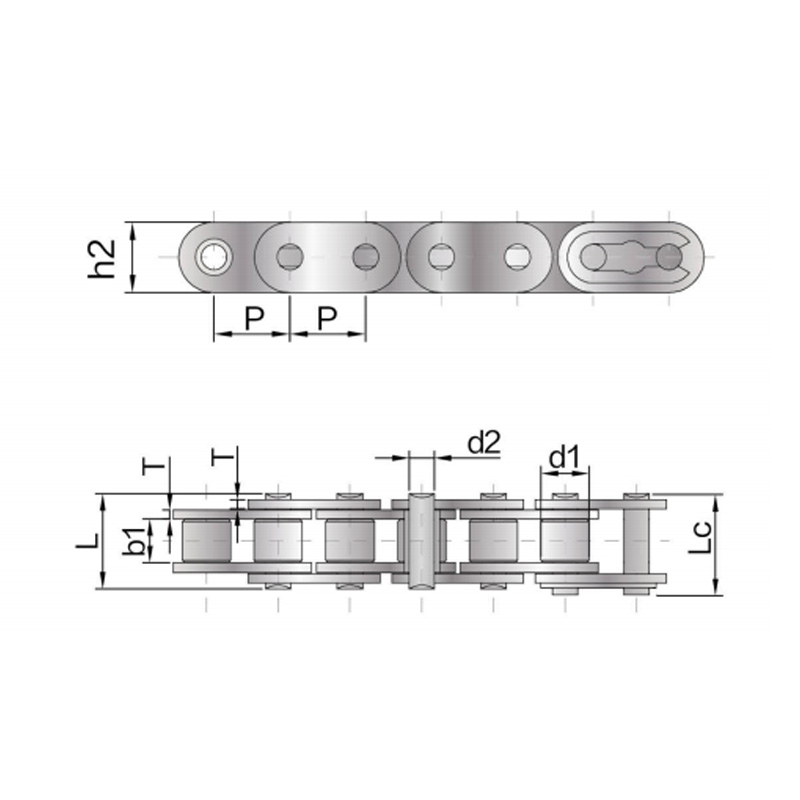 Roller presisi pitch pendek Rantai dengan pelat lurus (seri B)