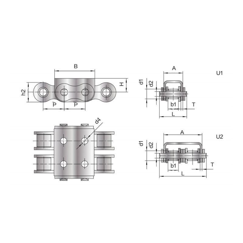 Roller Chain dengan attachment tipe U